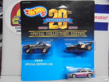 1987 HOT WHEELS 20TH ANNIVERSARY 3 CAR SET MONSTER VETTE, XT3, PORSCHE 928 Online now