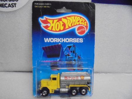 1988 HOT WHEELS WORKHORSES YELLOW SHELL PETERBILT TANK TRUCK Online Hot Sale