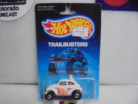 1988 HOT WHEELS TRAILBUSTERS WHITE VW BAJA BUG IMPERFECT CARD Hot on Sale