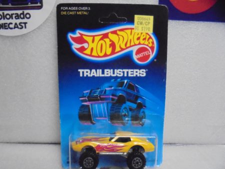 1986 HOT WHEELS TRAILBUSTERS YELLOW MONSTER VETTE UNPUNCHED CARD Online now