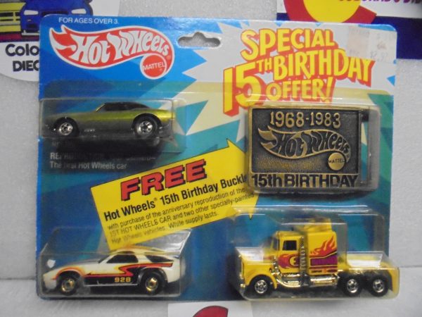 1982 HOT WHEELS 3 CAR SET W BELT BUCKLE,  67 CAMARO, LONG SHOT SEMI, PORSCHE 928 Online Hot Sale