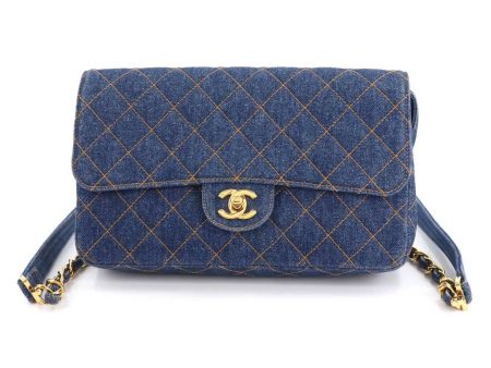 Chanel matelasse chain rucksack denim blue vintage Matelasse Chain Back Pack For Cheap