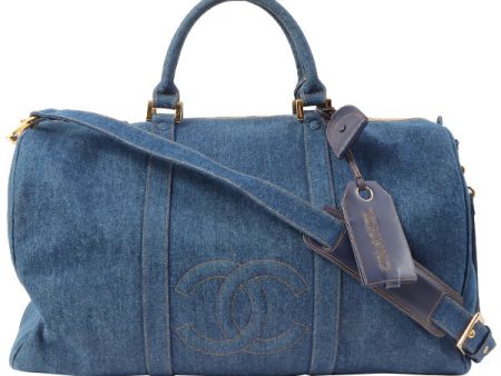 Chanel Around 1997 Made Denim Cc Mark Stitch Charm 2Way Boston Bag Indigo Hot on Sale