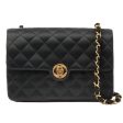 Chanel Around 1985???1990 Made Silk Satin Circle Turn-Lock Chain Bag Black Cheap