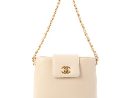 Chanel Around 1998 Made Turn-Lock Mini Chain Handle Bag Ivory For Sale