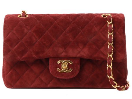 Chanel Around 1995 Made Suede Classic Flap Chain Bag 23Cm Red Online