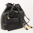 Chanel Around 1995 Made Caviar Skin 6 Cc Mark Plate Drawstring Shoulder Bag Black on Sale