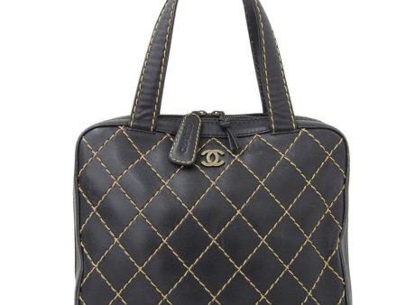 Chanel wild stitch handbag leather black A14693 with seal 6 series Online Hot Sale