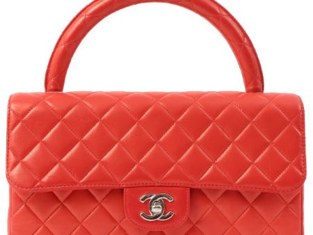 Chanel Around 1997 Made Classic Flap Top Handle Bag Red Hot on Sale