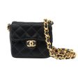 Chanel Around 1990 Made Silk Satin Cc Mark Plate Micro Chain Bag Black Supply