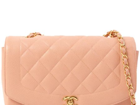 Chanel Around 1995 Made Caviar Skin Diana Flap Chain Bag 25Cm Baby Pink Discount