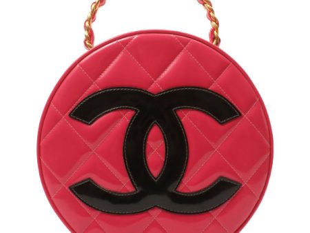 Chanel Around 1995 Made Patent Round Design Cc Mark Vanity Fuchsia Pink Discount