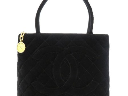 Chanel Reprint Tote Velor Black No. 5 Matelasse Coco Mark Bag For Cheap