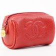 Chanel Around 1995 Made Caviar Skin Mini Pouch Red on Sale