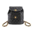 Chanel matelasse chain backpack rucksack leather black vintage gold metal fittings duma Matelasse Chain Backpack Discount