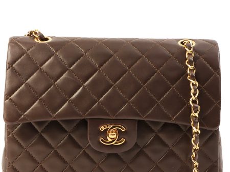 Chanel Around 1990 Made Classic Flap Turn-Lock Chain Bag Brown Sale