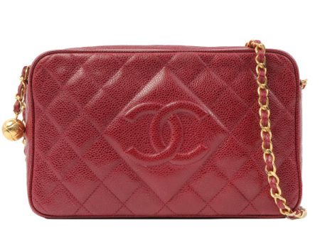 Chanel Around 1995 Made Caviar Skin Cc Mark Stitch Chain Shoulder Bag Bordeaux Fashion