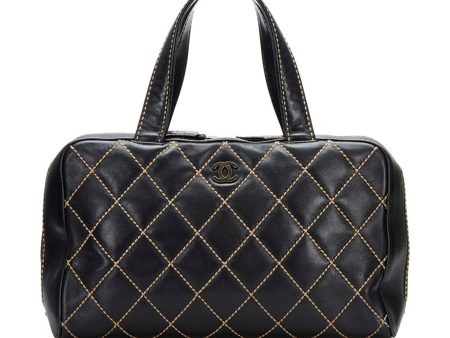 Chanel wild stitch handbag black leather ladies CHANEL For Sale