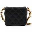 Chanel Around 1990 Made Silk Satin Cc Mark Plate Micro Chain Bag Black Supply