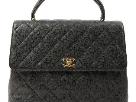 Chanel Around 1998 Made Caviar Skin Turn-Lock Handbag Black Supply