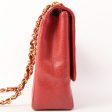 Chanel Around 1995 Made Caviar Skin Cc Mark Diagonal Stitch Chain Bag Red Discount