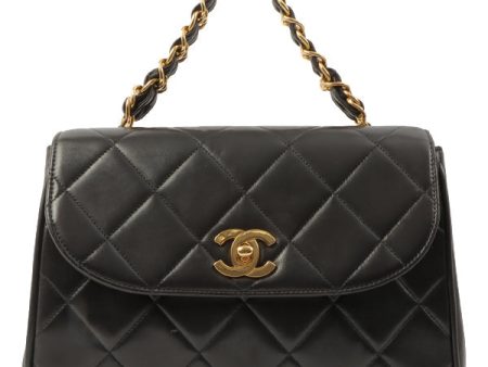 Chanel Around 1995 Made Design Flap Turn-Lock Chain Hand Bag Black For Discount