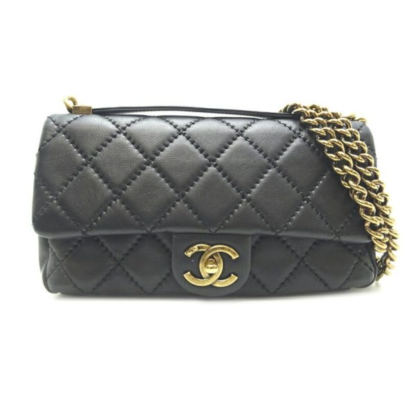 Chanel Wild Stitch Matelasse 2Way Bag Women s Shoulder Leather Black x For Cheap