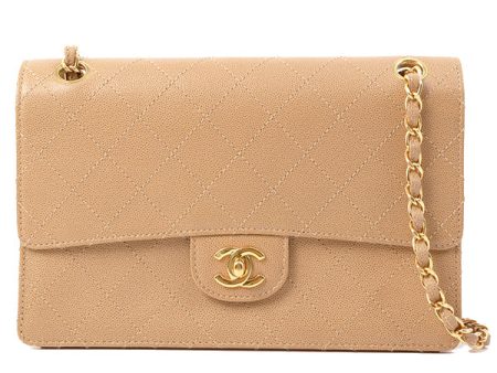 Chanel Around 1998 Made Caviar Skin Turn-Lock Shoulder Bag Beige For Discount