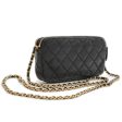 Chanel 2.55 Embroidered Chain Clutch Shoulder Bag Leather Black Supply