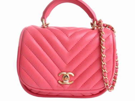 Chanel lambskin V stitch here mark chain shoulder bag pink Discount