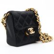 Chanel Around 1990 Made Silk Satin Cc Mark Plate Micro Chain Bag Black Supply