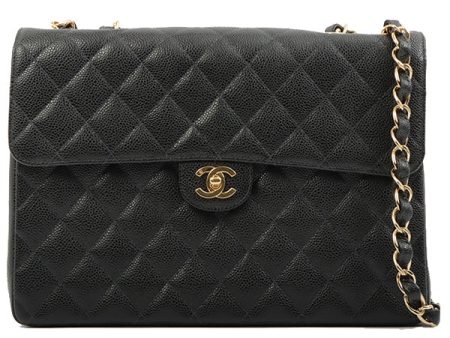 Chanel 2003 Made Caviar Skin Classic Flap Chain Bag Jumbo Black Online