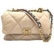 Chanel 19 Nineteen Large Bag 2WAY Chain Shoulder Lambskin Beige Vintage Sale