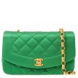 Chanel Around 1990 Made Silk Satin Diana Flap Bijou Chain Bag Mini Green Online Sale