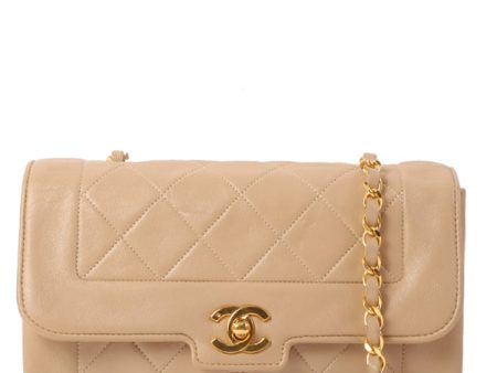 Chanel Around 1990 Made Edge Design Flap Turn-Lock Chain Bag Beige Online Sale