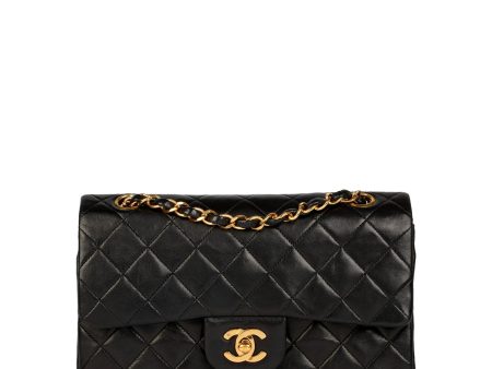 Chanel Black Quilted Lambskin Vintage Small Classic Double Flap Bag Cheap