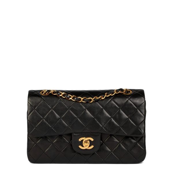 Chanel Black Quilted Lambskin Vintage Small Classic Double Flap Bag Cheap