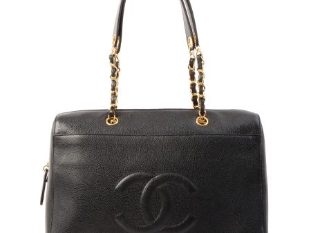 Chanel Around 1998 Made Caviar Skin Cc Mark Stitch Chain Tote Bag Black Online