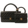 Chanel Around 1992 Made Classic Flap Handbag With Micro Bag Black Online Sale