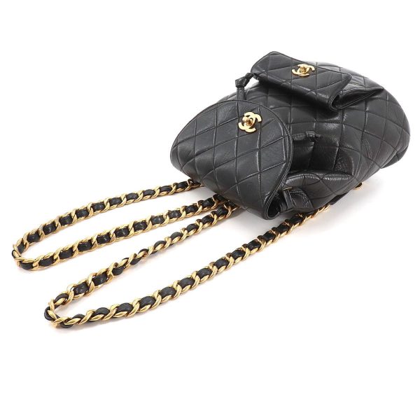 Chanel matelasse chain backpack rucksack leather black vintage gold metal fittings duma Matelasse Chain Backpack Discount