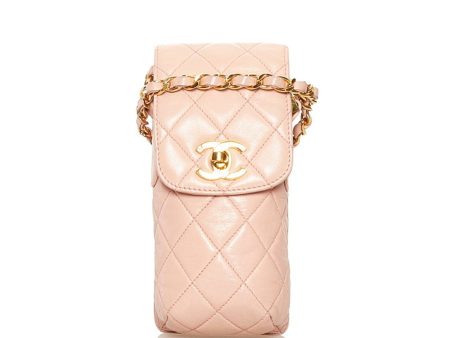 Chanel matelasse chain shoulder bag phone case pink gold lambskin ladies CHANEL Sale