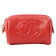 Chanel Around 1995 Made Caviar Skin Mini Pouch Red on Sale