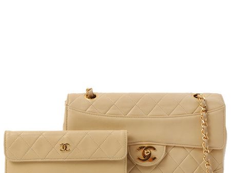 Chanel Around 1990 Made Design Flap Chain Bag With Pouch Beige Hot on Sale