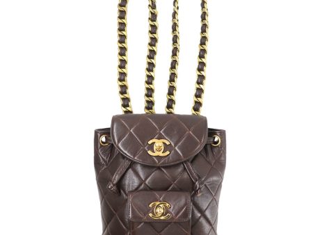 Chanel matelasse chain mini backpack rucksack leather brown gold metal fittings miniduma Hot on Sale