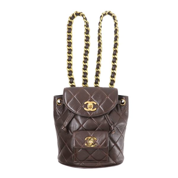 Chanel matelasse chain mini backpack rucksack leather brown gold metal fittings miniduma Hot on Sale