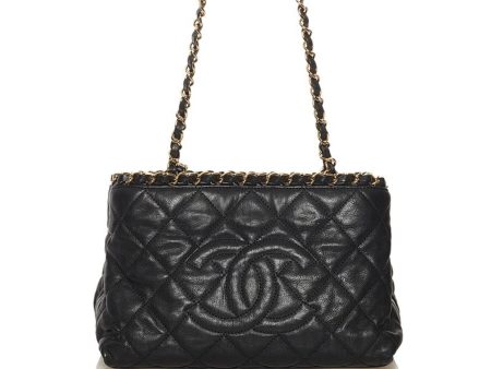 Chanel matelasse chain me here mark shoulder bag handbag black gold leather ladies CHANEL Sale