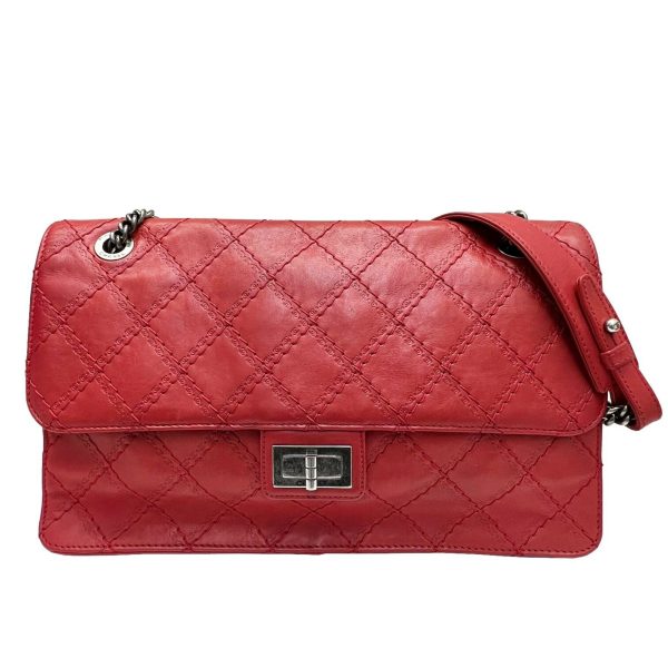 Chanel 2.55 matelasse chain shoulder bag red coco mark leather antique silver matte vintage metal fittings Matelasse Bag COCO Fashion