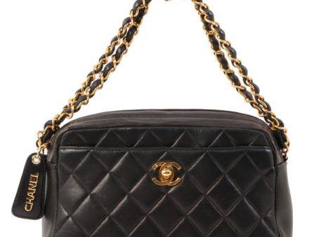 Chanel Around 1995 Made Trun-Lock Logo Charm Chain Bag Black Cheap