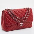 Chanel Red Quilted Leather Jumbo Classic Single Flap Bag Online Sale