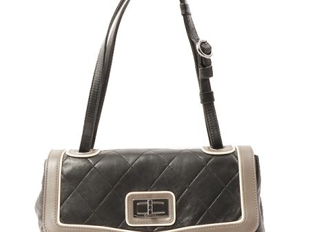 Chanel 2007 Made Bicolor Design 2.55 Shoulder Bag Grey White Fashion